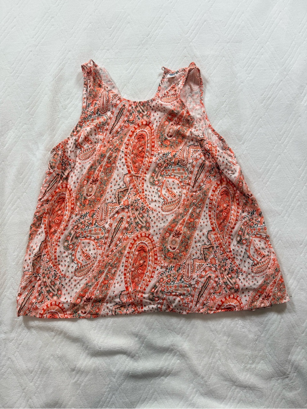 Old Navy Women Blouse XL Peach Paisley Round Neck Summer Fall Dressy Casual